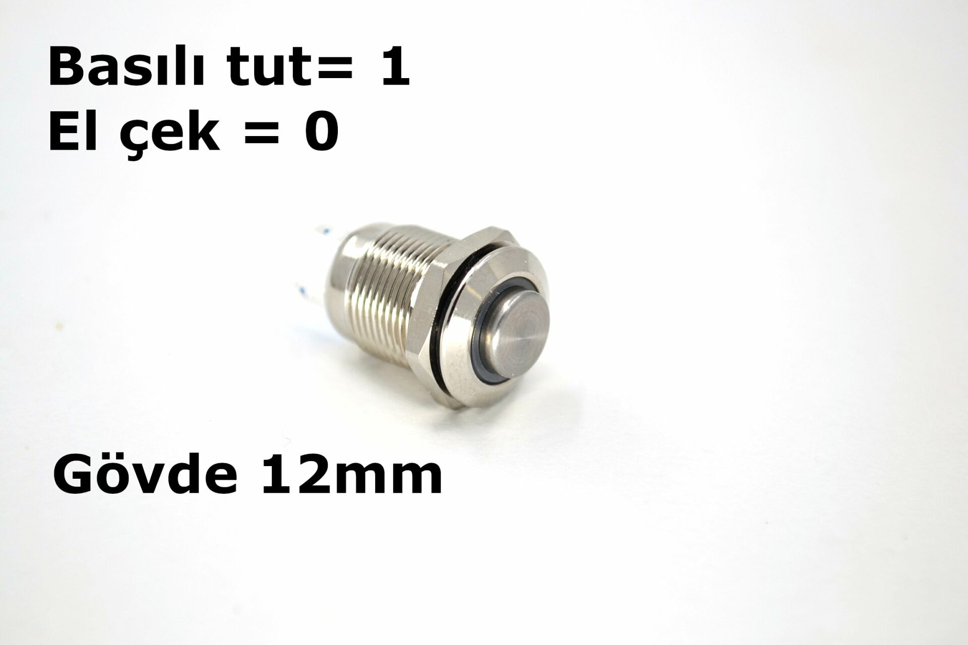 12mm Yaylı Buton Anahtar 12V 24V Kırmızı Işıklı Yuvarlak Metal