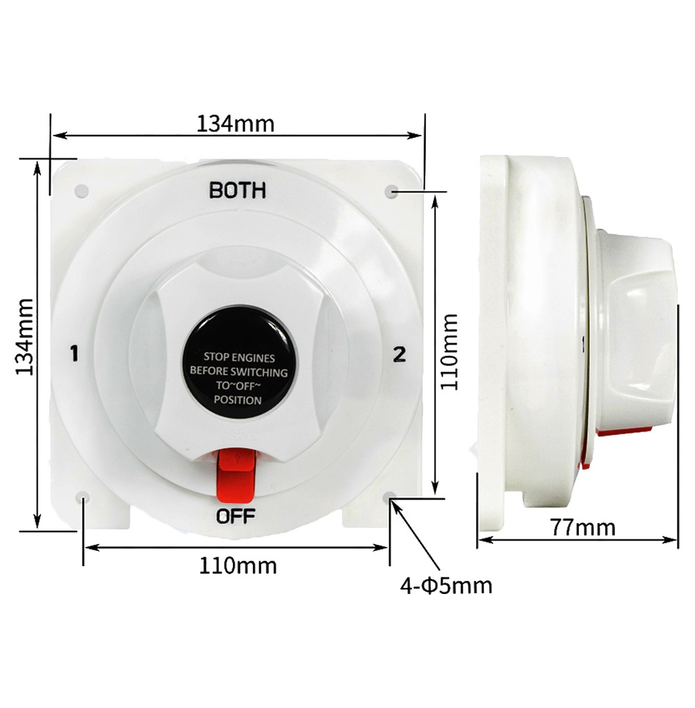 Marine Beyaz Devre Kesici Both Şalter Çift Akü 12V 24V 175A Büyük