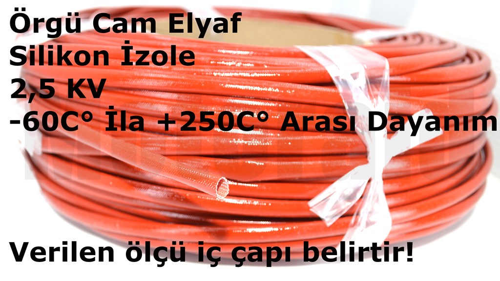 10mm Silikon İzoleli Cam Elyaf H-Class Kırmızı Makaron