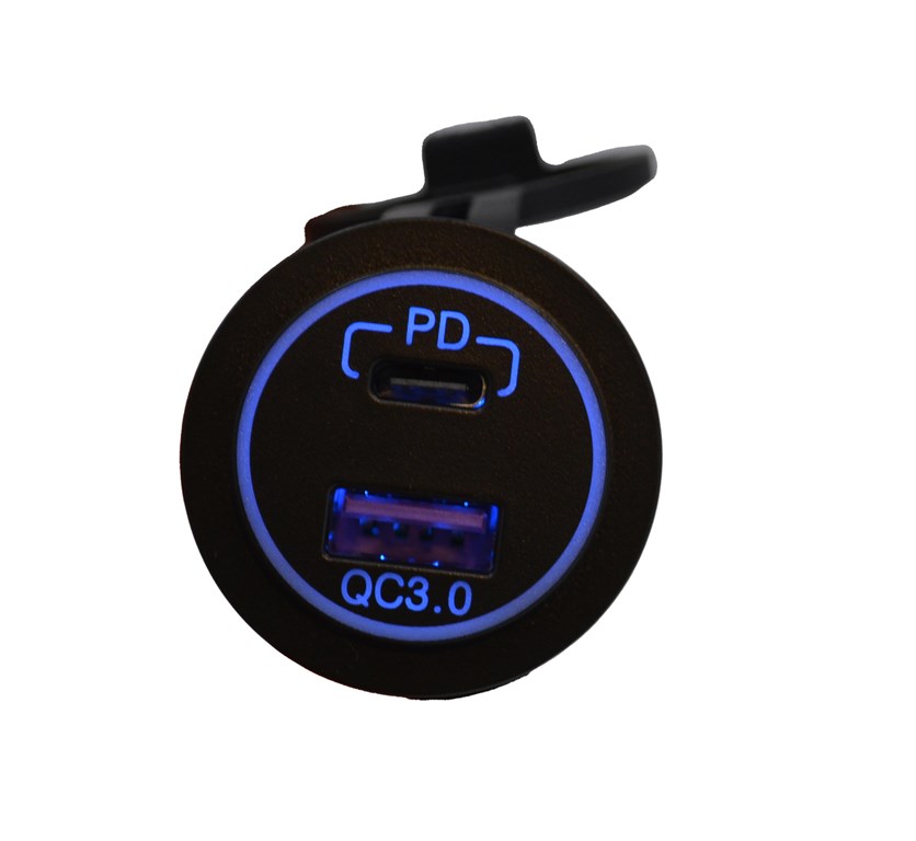 12V 24V DC USB QC3.0 Type-C PD Şarj Port Yuvarlak