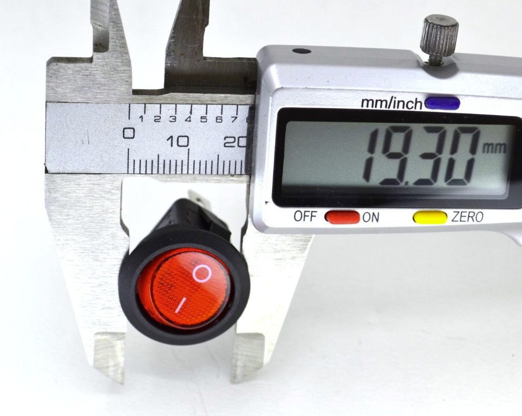 Yuvarlak Kırmızı Camlı Elektrik Anahtarı 1-0 Işıklı Rocker 12V 23mm
