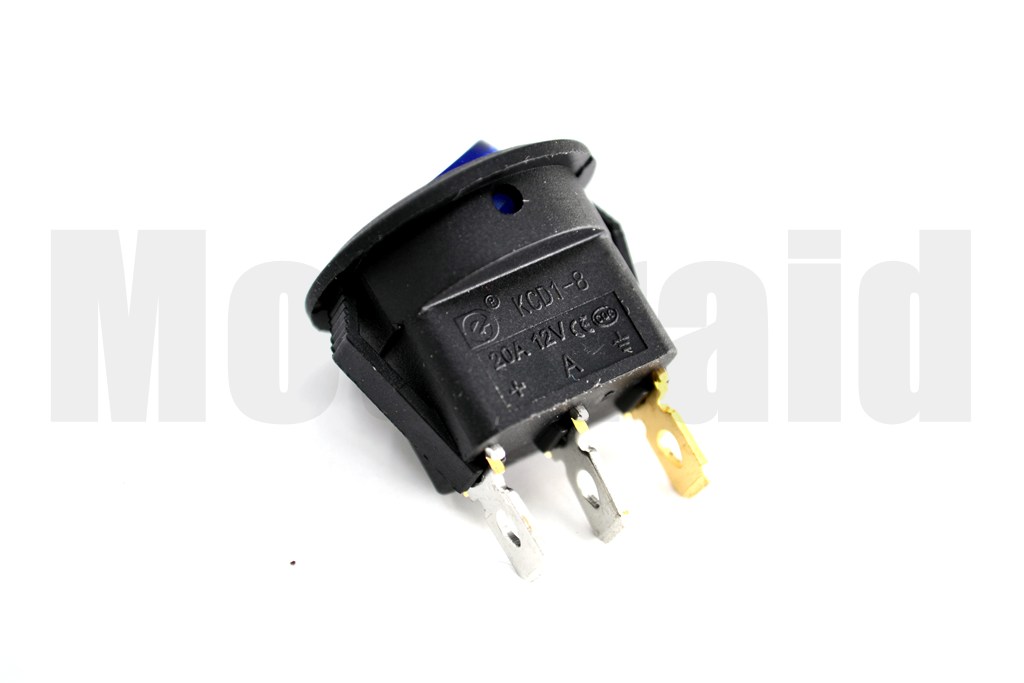 Yuvarlak Mavi Camlı Elektrik Anahtarı 1-0 Işıklı Rocker 12V