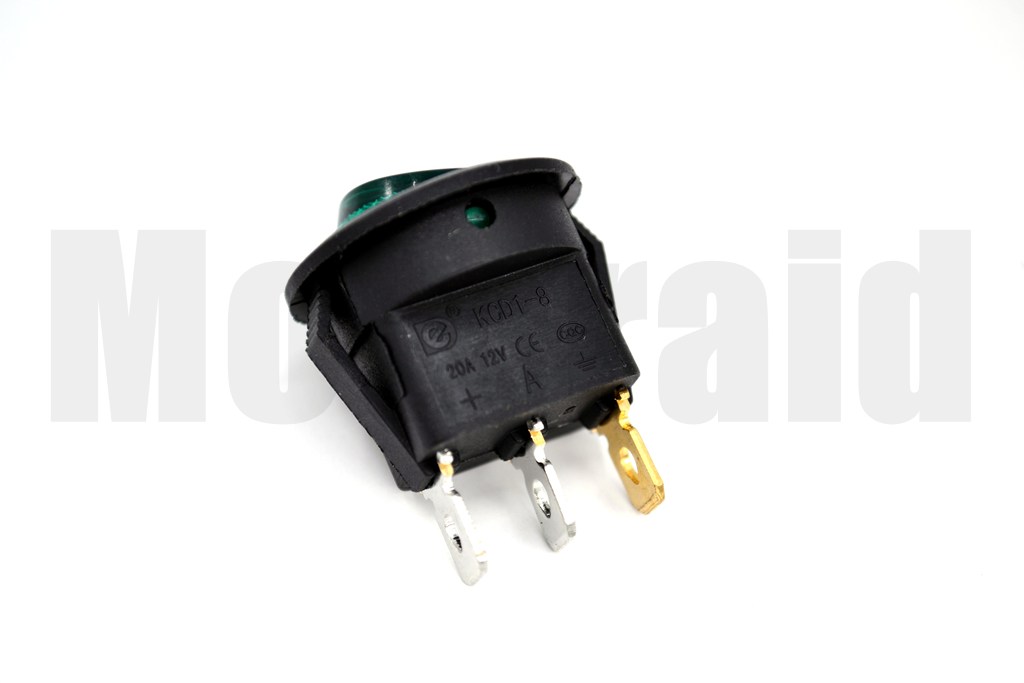 Yuvarlak Yeşil Camlı Elektrik Anahtarı 1-0 Işıklı Rocker 12V