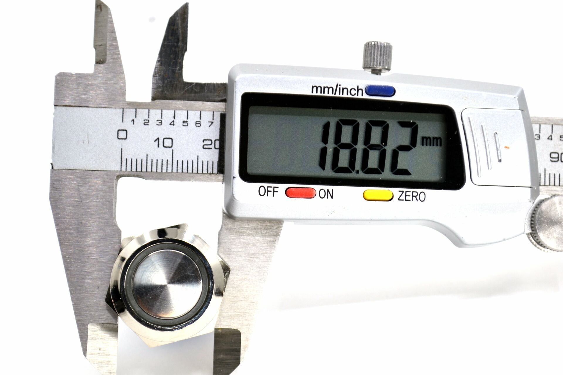 19mm Yaylı Metal Buton Yeşil Işıklı 1NO/1NC Anahtar 12V 24V