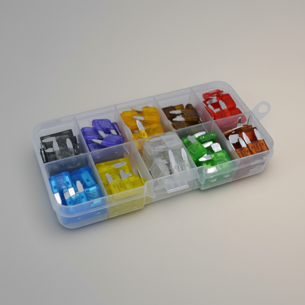 100 Adet Karışık Mini Ve Standart Oto Bıçak Sigorta Seti Organizer Kutulu