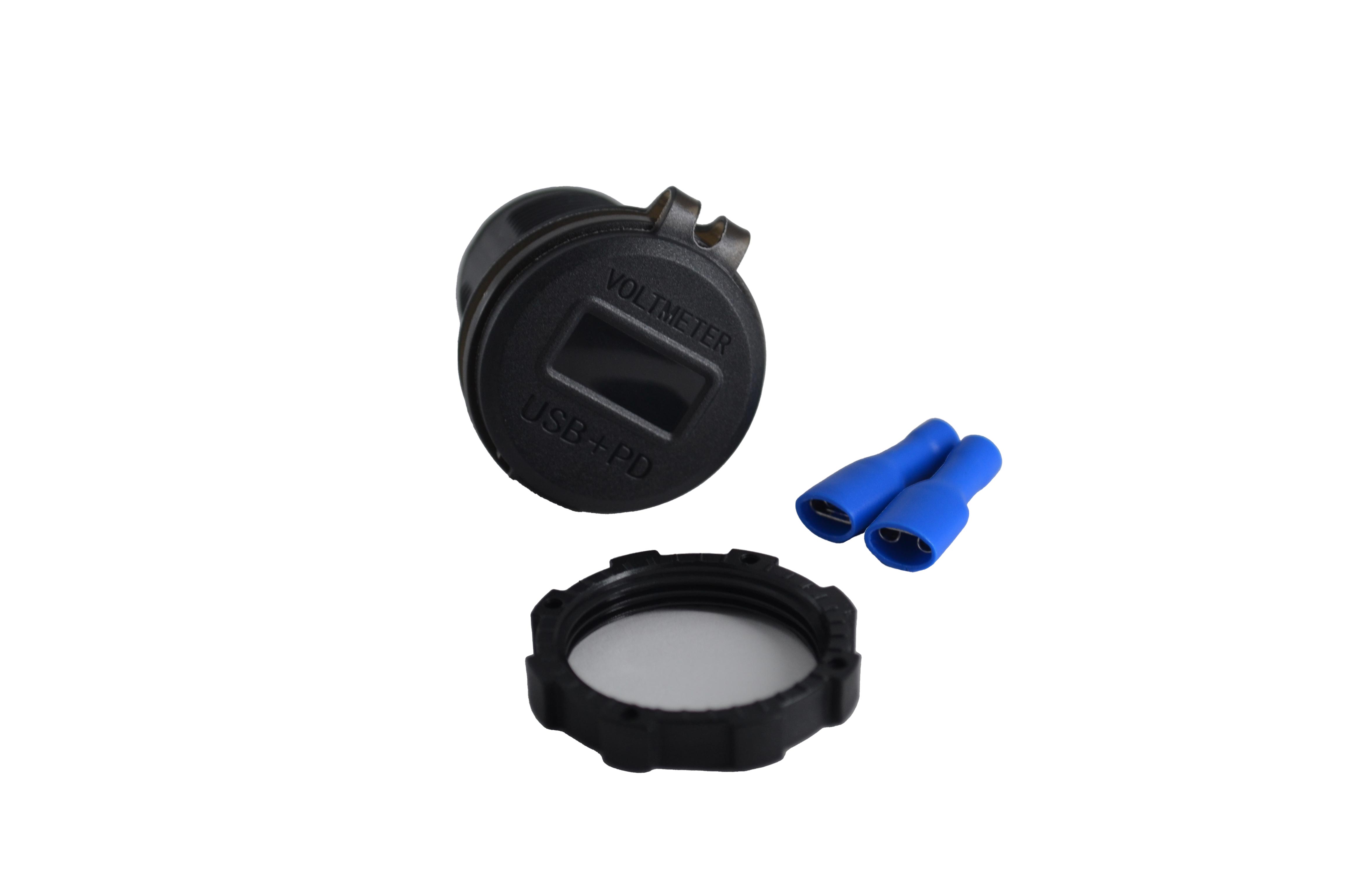 12V 24V DC USB QC3.0 Type-C PD Şarj Port Voltmetreli Anahtarlı Yuvarlak