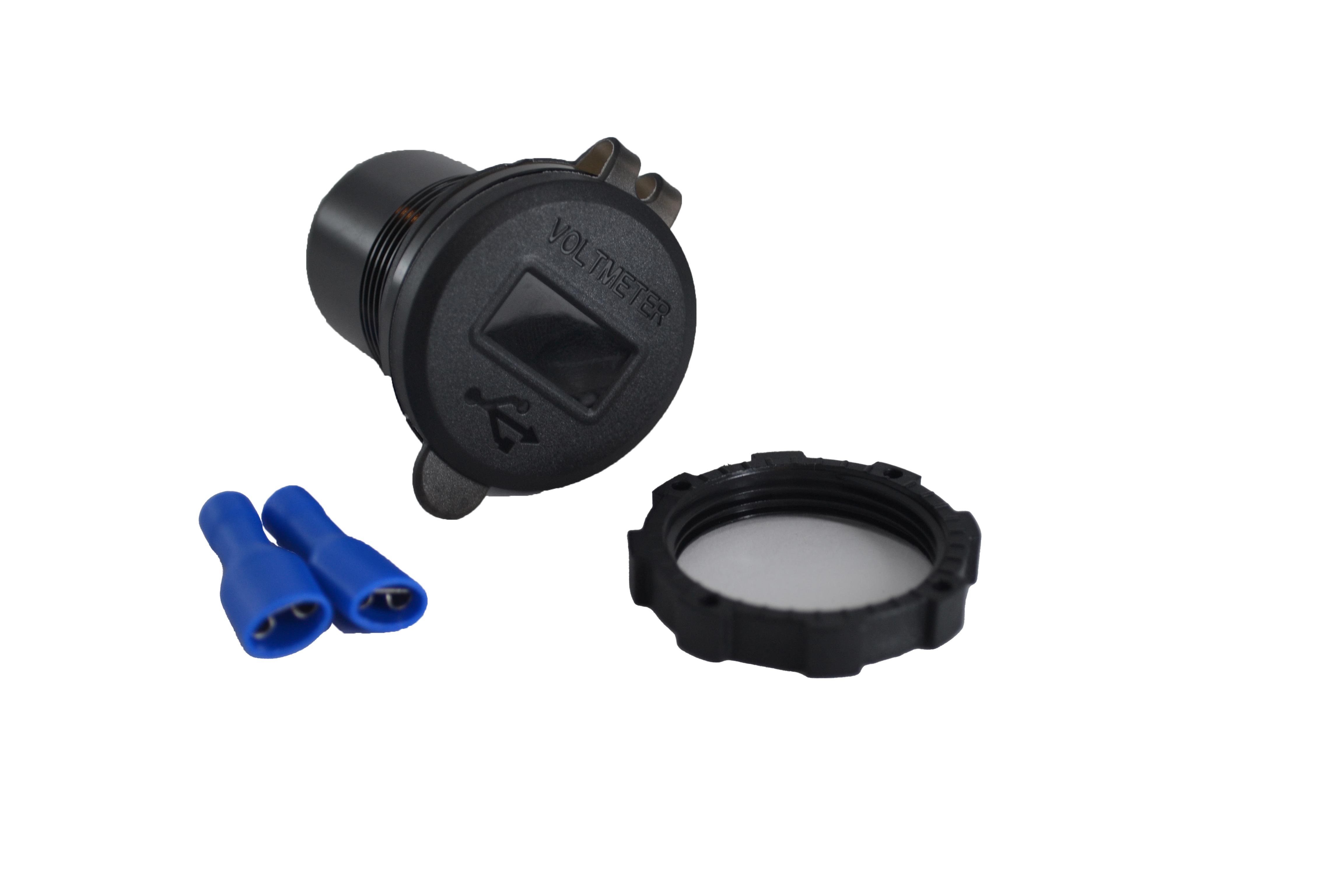 12V 24V DC USB QC3.0 Şarj Port Voltmetreli Anahtarlı Yuvarlak