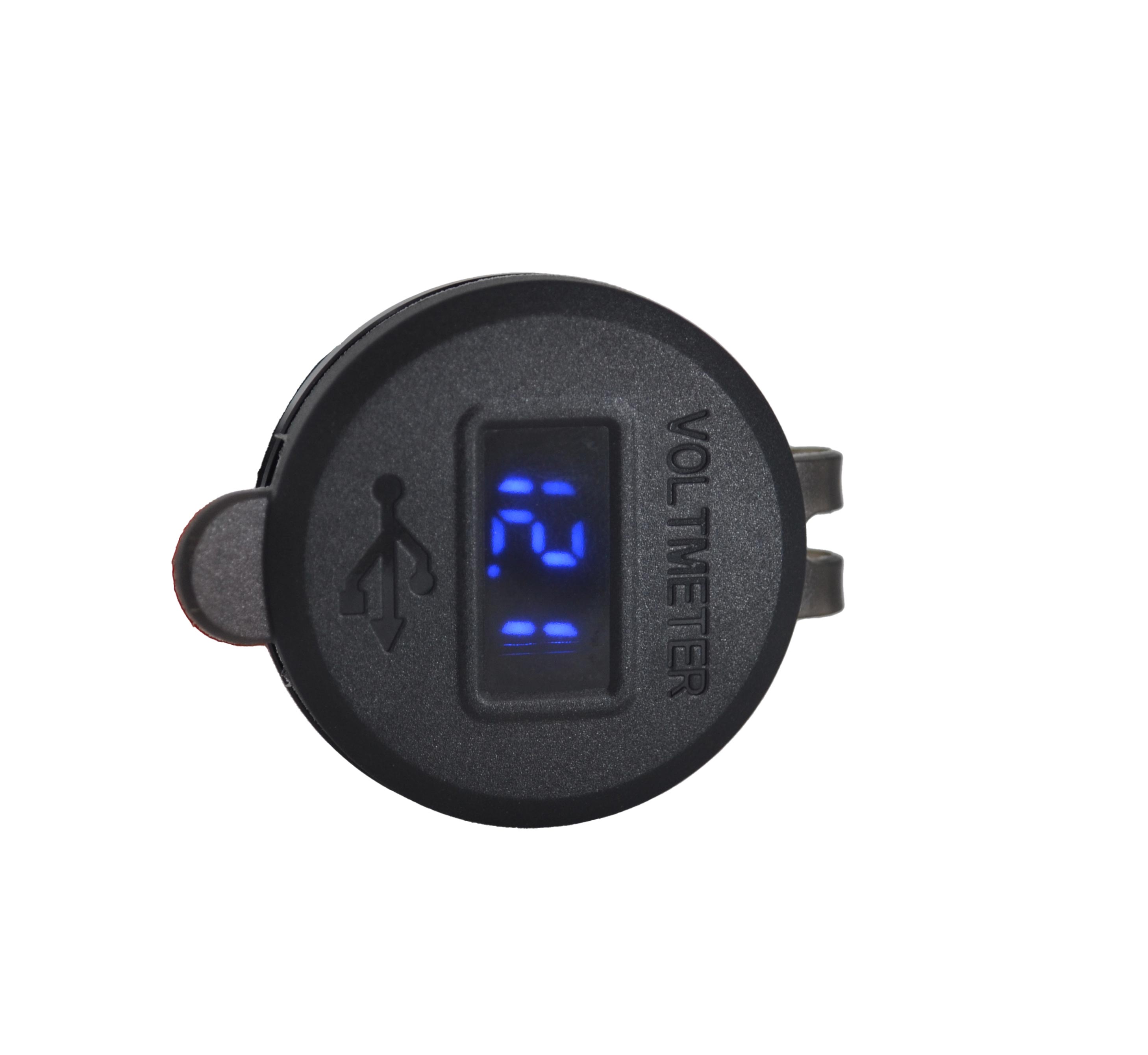 12V 24V DC USB QC3.0 Şarj Port Voltmetreli Anahtarlı Yuvarlak