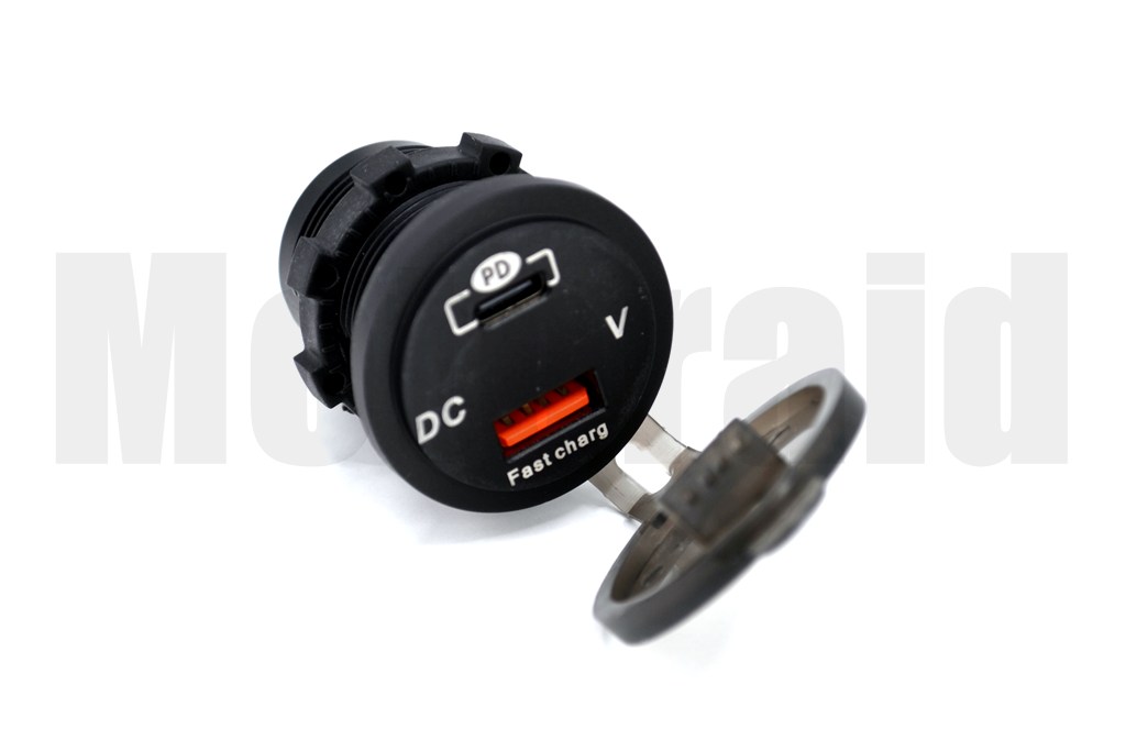 12V 24V DC USB QC3.0 Type-C PD Şarj Port Voltmetreli Yuvarlak