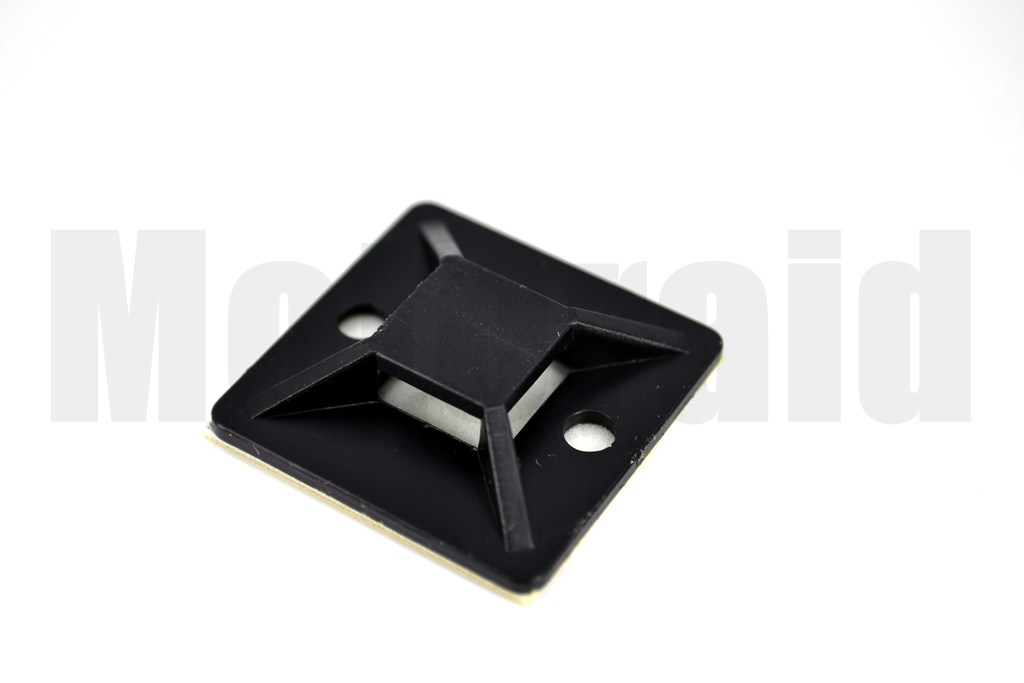 Siyah 28x28 Yapışkanlı Kroşe Yandan Delikli (Kablo Bağı Genişliği 4,8mm'e Kadar)